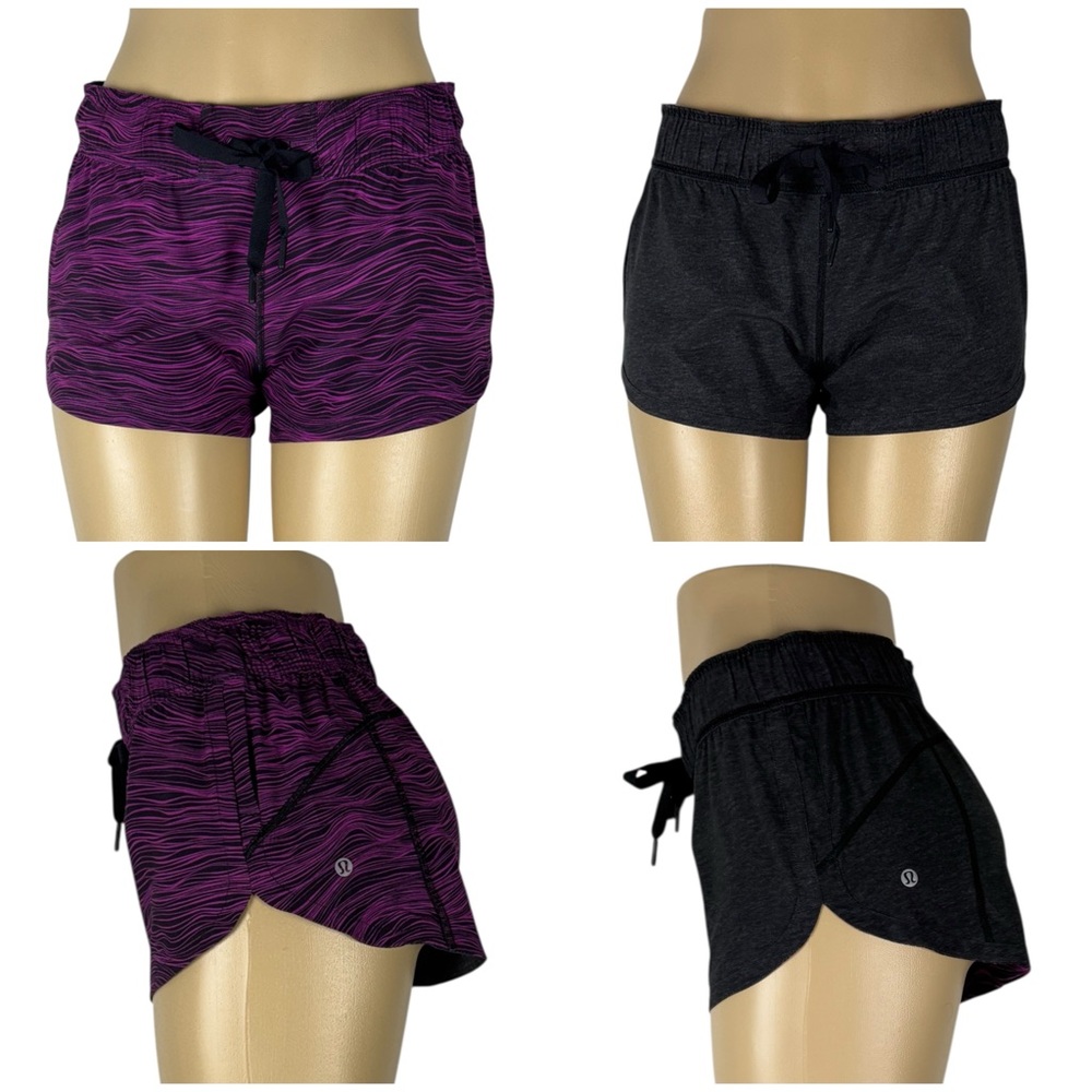 Lululemon Womens 6 Shorts Double Time Short 3" Reversible W7ABCS Purple Gray EUC